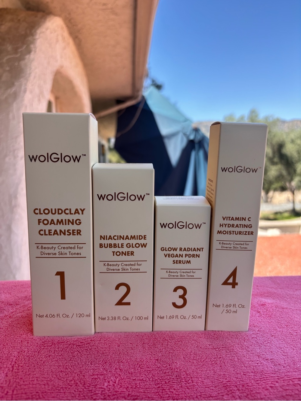 wolGlow Korean Skincare 4 Step Routine Set Cleanser Toner Serum Moisturizer